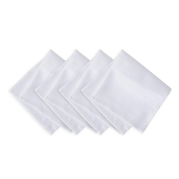 Christmas White Denley Woven Textured Satin Stripe Set of 4 Square Fabric Dining Napkins