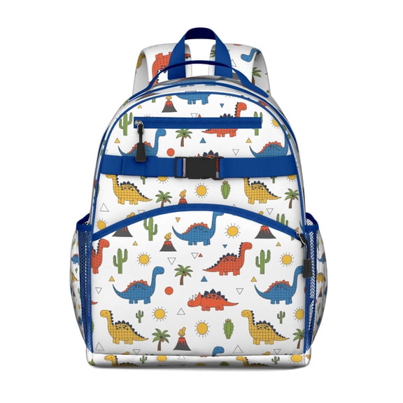 White Desert Elements Dinosaurs Pattern Backpack for School,Cute School Bag,Schoolbag with Adjustable Shoulder Straps & Padded Back,15.25"x11.5"x5.25"