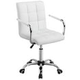 White Desk Chairs with Wheels/Armrests Modern PU Leather Office Chair