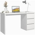 thumbnail image 1 of White Desk with Drawers, 55'' W Home Office Computer Desk Gaming Table, Modern Vanity Desk with Storage, Wood Writing Workstation for Bedroom, Living Room, White, 1 of 5