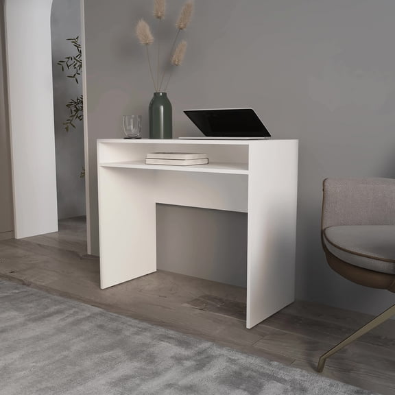 White Desk For Personal & Professional Use: , Spacious Storage Practical With Space Supplies: Made Of Improve Work Efficiency