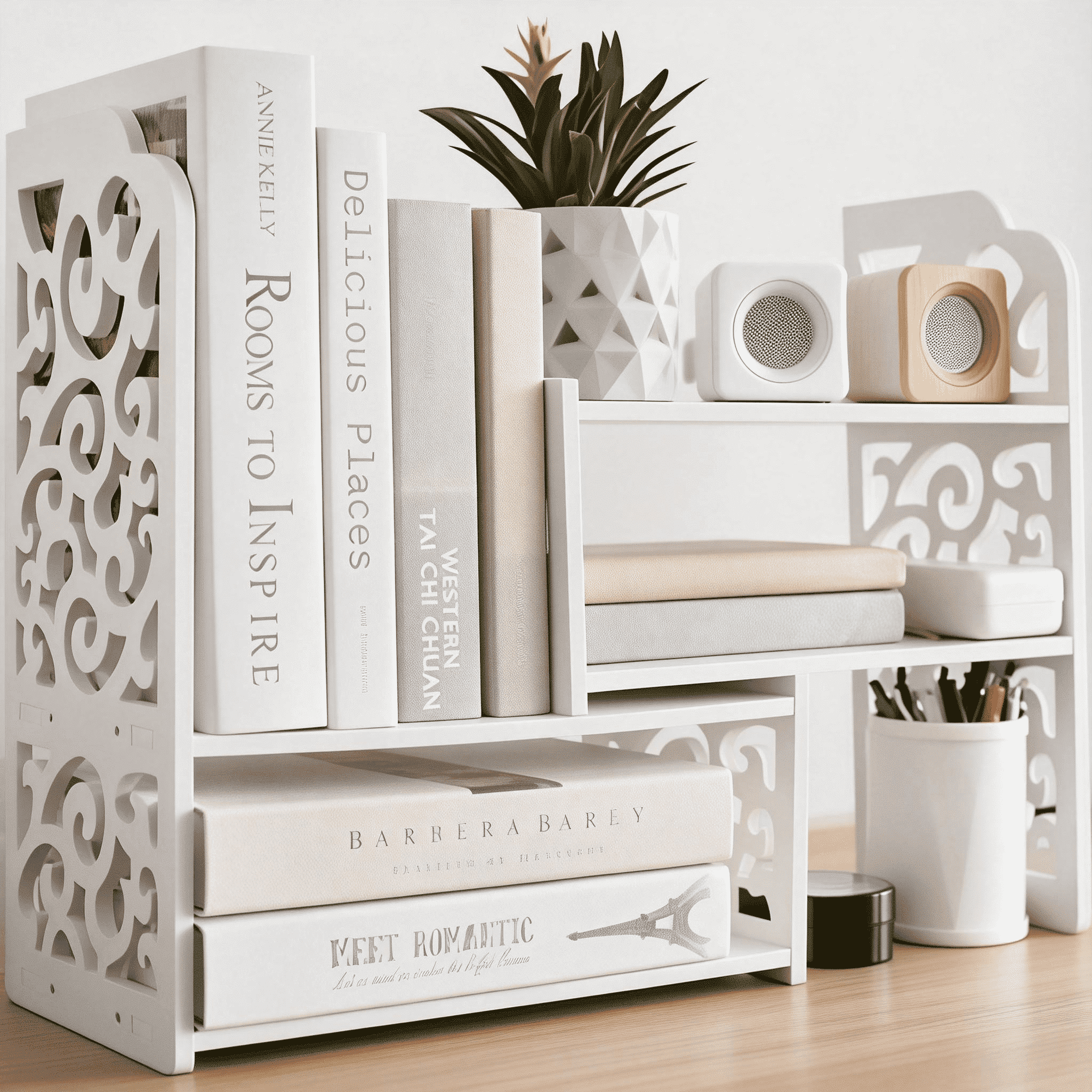 Trustale 5-Compartment Desk Organizer Shelf & Storage, White