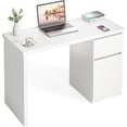 thumbnail image 1 of White Desk with Drawers, 55 Inch Small Cute Desk for Bedroom, Home Office PC Desk Workstation Study Table Desk with Storage, White, 1 of 7