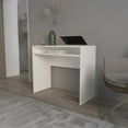 thumbnail image 1 of White Desk with Storage,White Melamine Furniture Office Desks Work Surfaces, 1 of 6