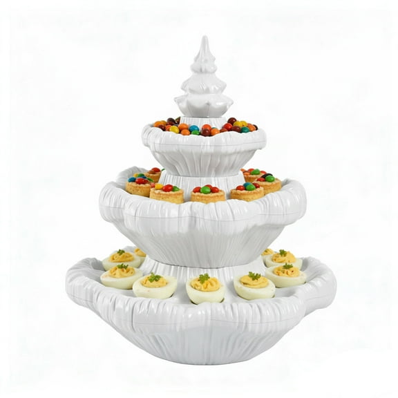 White Deviled Egg Christmas Tree Tray With Reusable Lid, Ceramic Style Resin Material For Holiday Parties, Appetizer Serving And Festive Gatherings