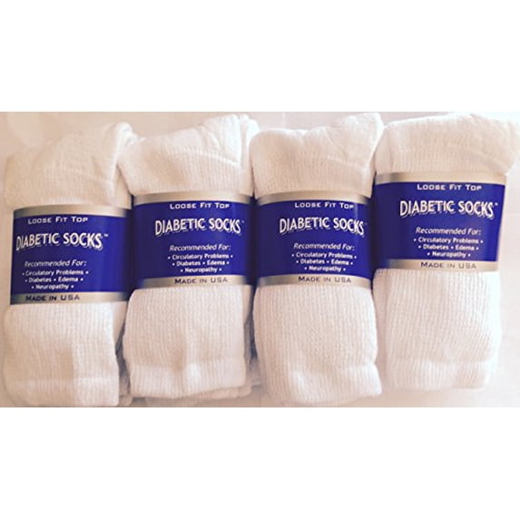 White Diabetic Socks, Crew Style, MEN Size 10-13, 1 dozen Pairs