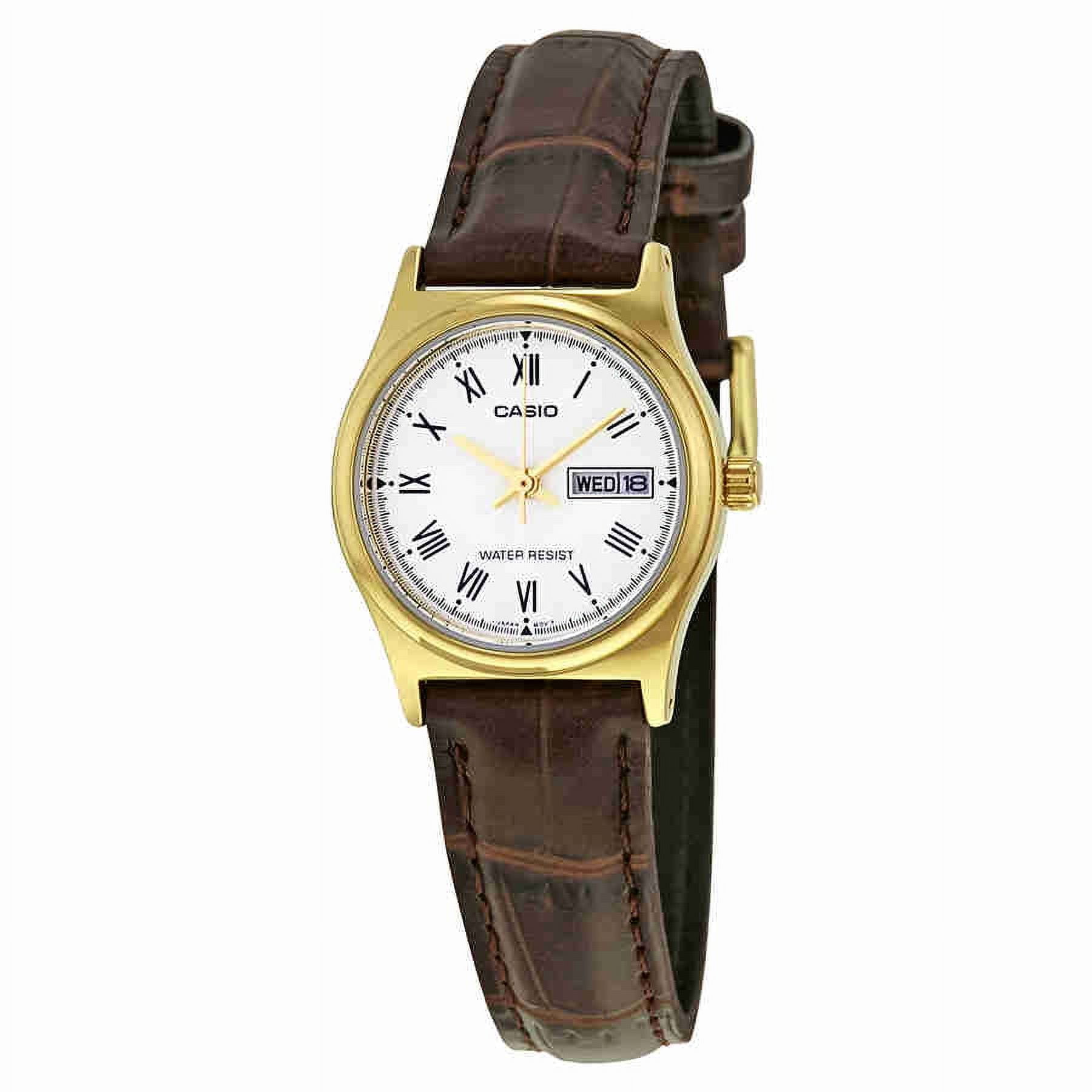 White Dial Ladies Brown Leather Watch LTP-V006GL-7B