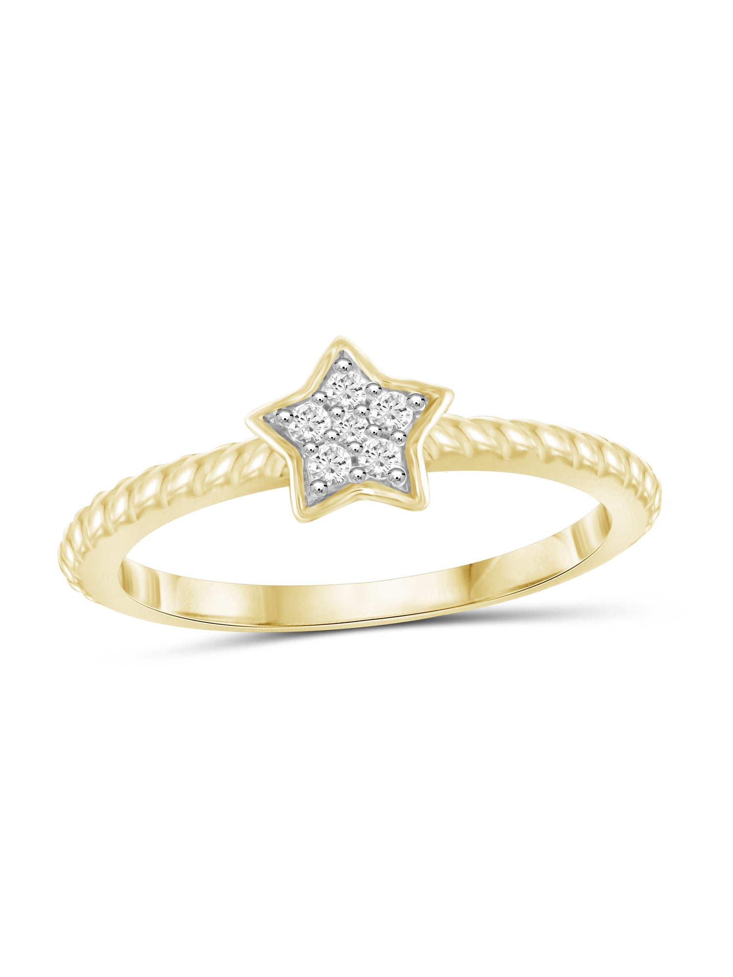 White Diamond Accent 14k Gold Over Silver Star Stackable Ring