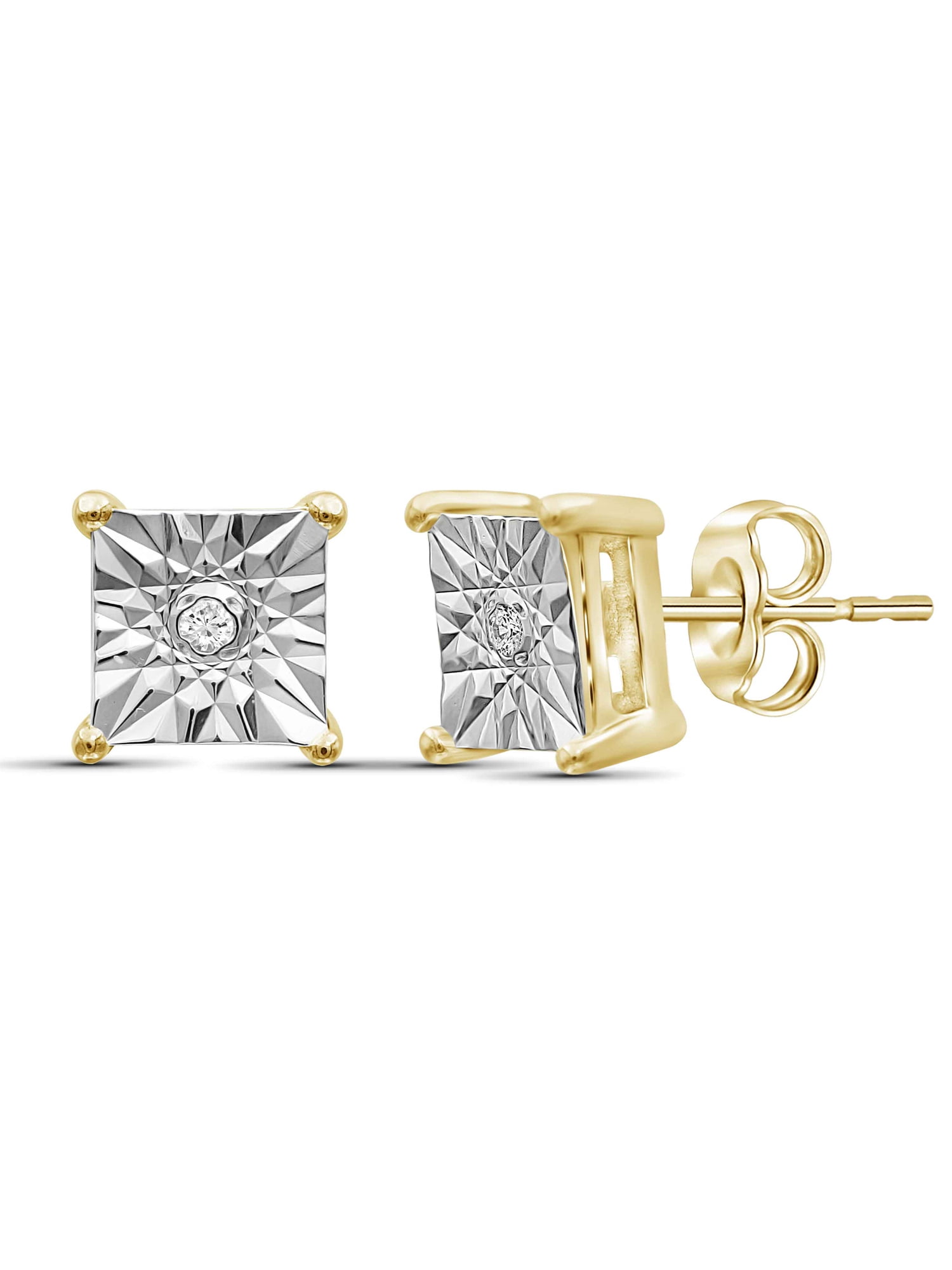 White Diamond Accent 14k Gold Over Silver Stud Earrings