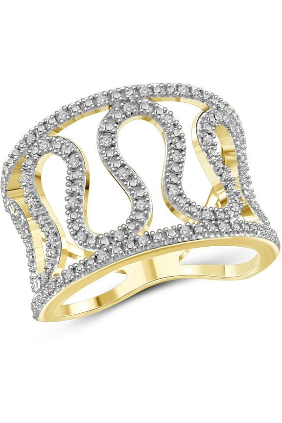 Accent White Diamond 14K Gold Over Silver Open Ring