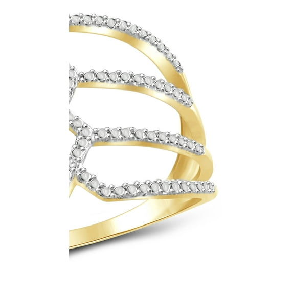 JewelersClub Accent White Diamond 14K Gold Over Silver Open Ring