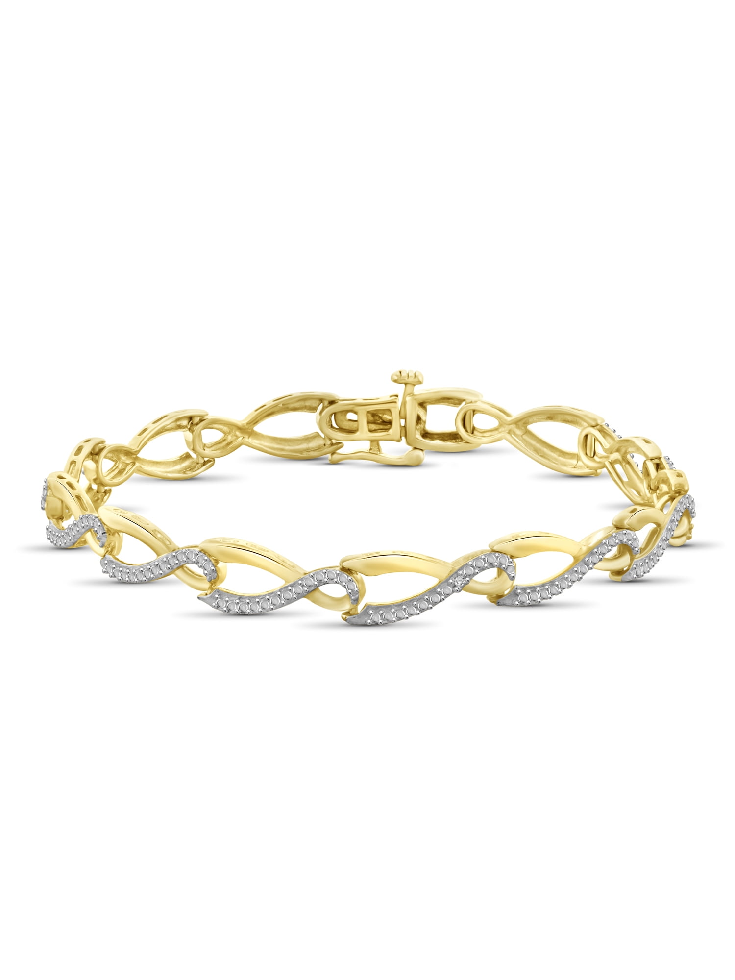 White Diamond Accent 14kt Gold-Plated Bracelet, 7.50