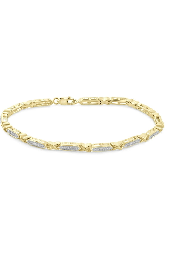 White Diamond Accent 14kt Gold Plated Brass Bracelet, 8.00
