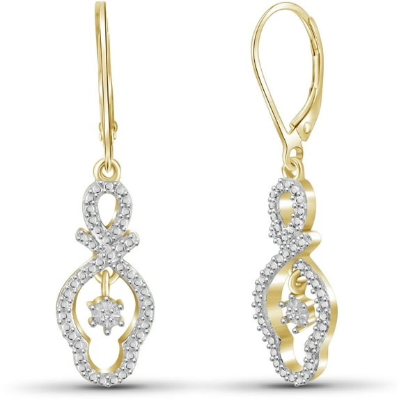 White Diamond Accent 14kt Gold-Plated Dangle Earrings