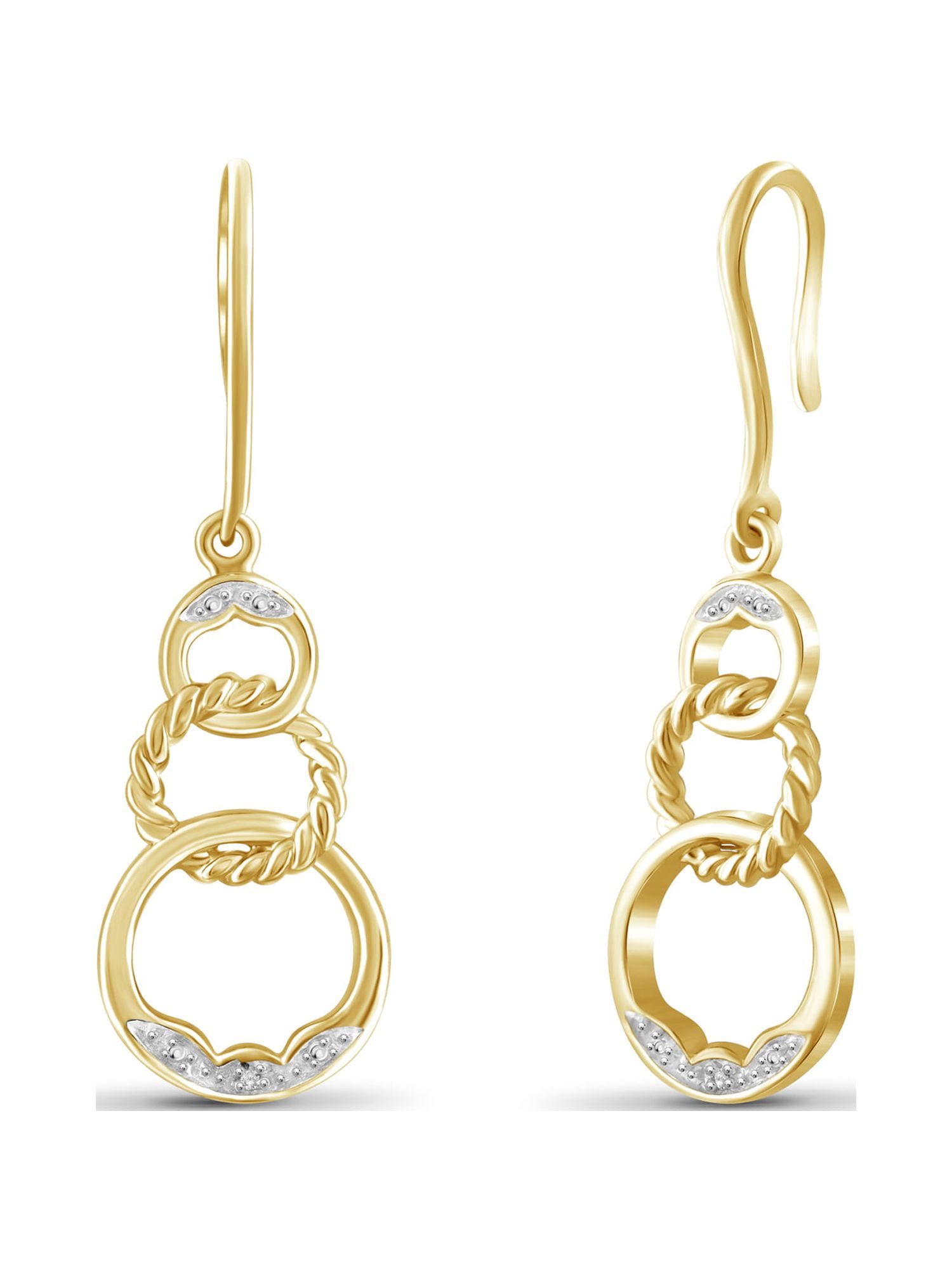 White Diamond Accent 14kt Gold-Plated Dangle Earrings