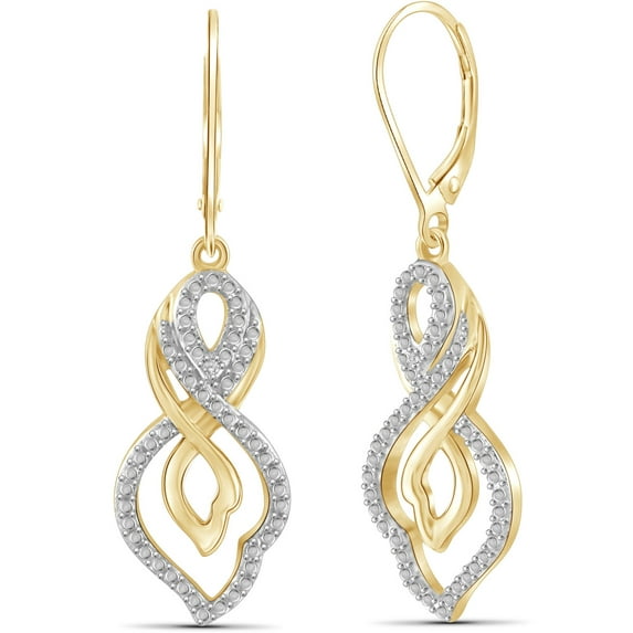 White Diamond Accent 14kt Gold-Plated Dangle Earrings