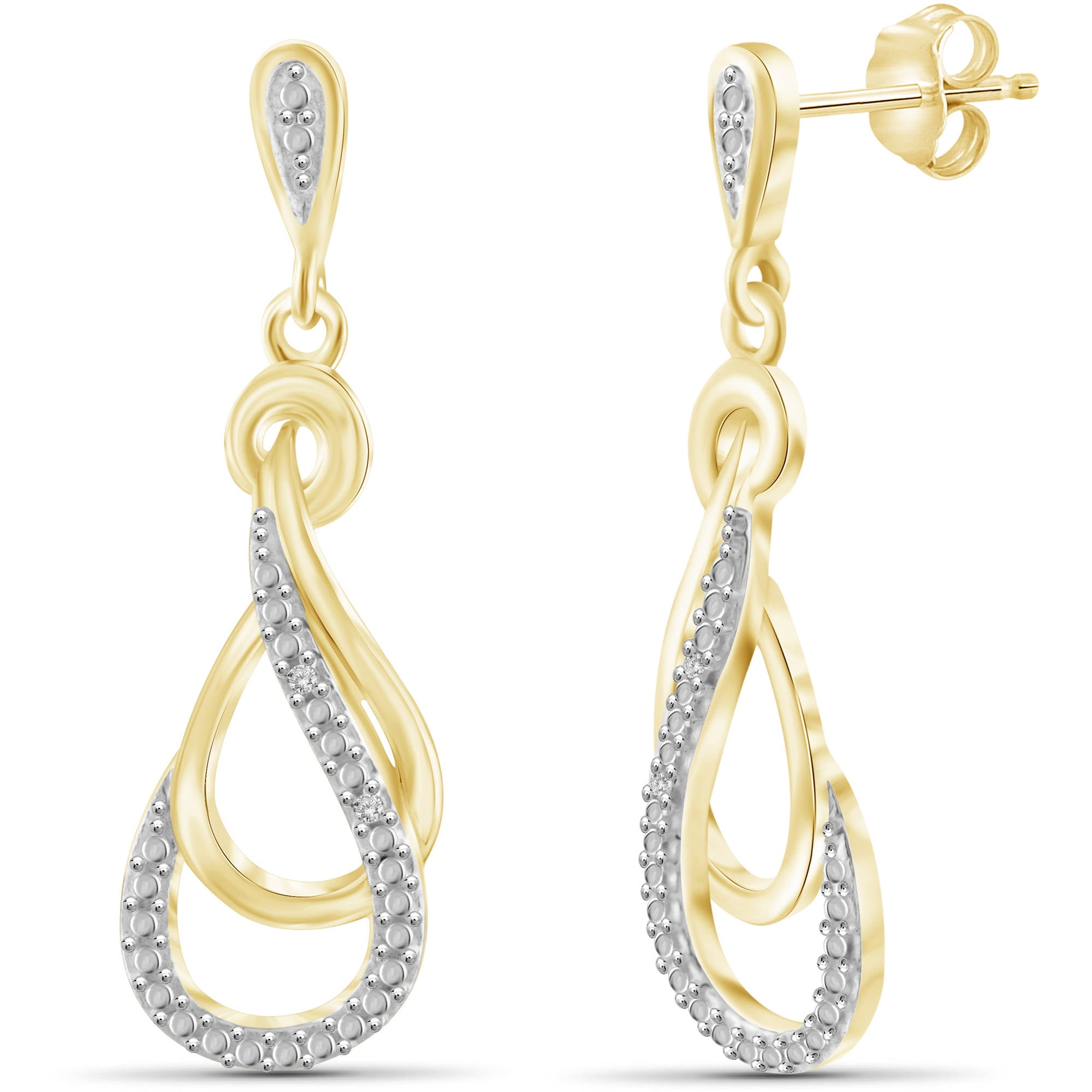 White Diamond Accent 14kt Gold-Plated Dangle Earrings