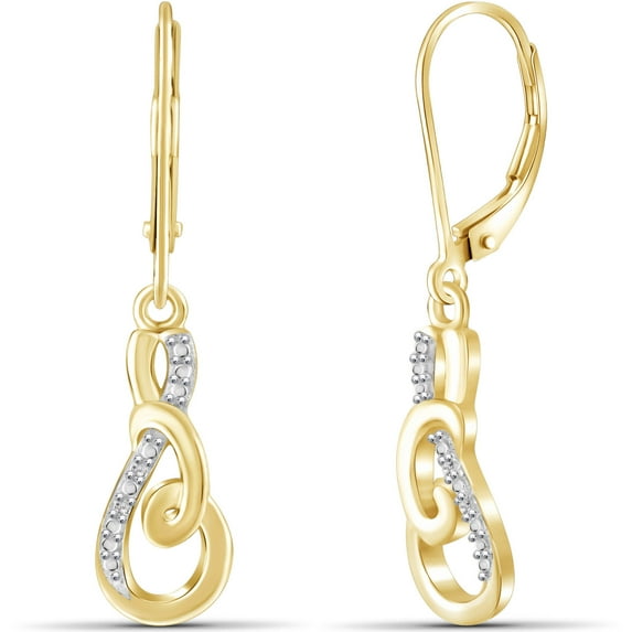 White Diamond Accent 14kt Gold-Plated Dangle Earrings