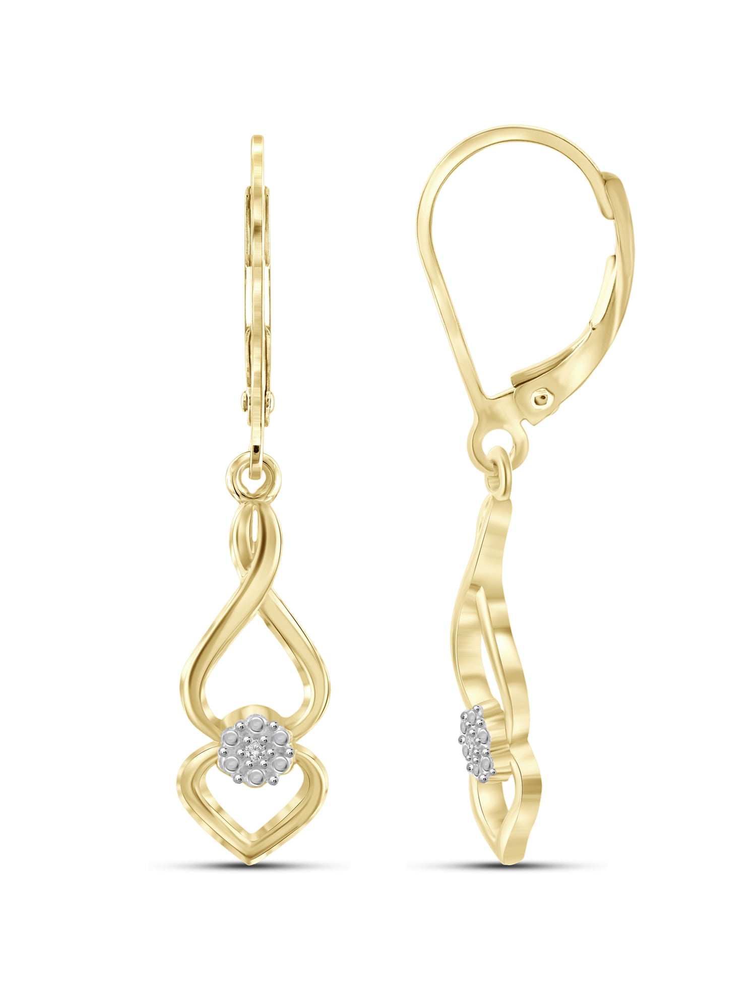 White Diamond Accent 14kt Gold-Plated Dangle Earrings