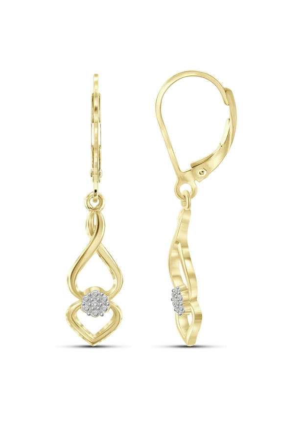White Diamond Accent 14kt Gold-Plated Dangle Earrings