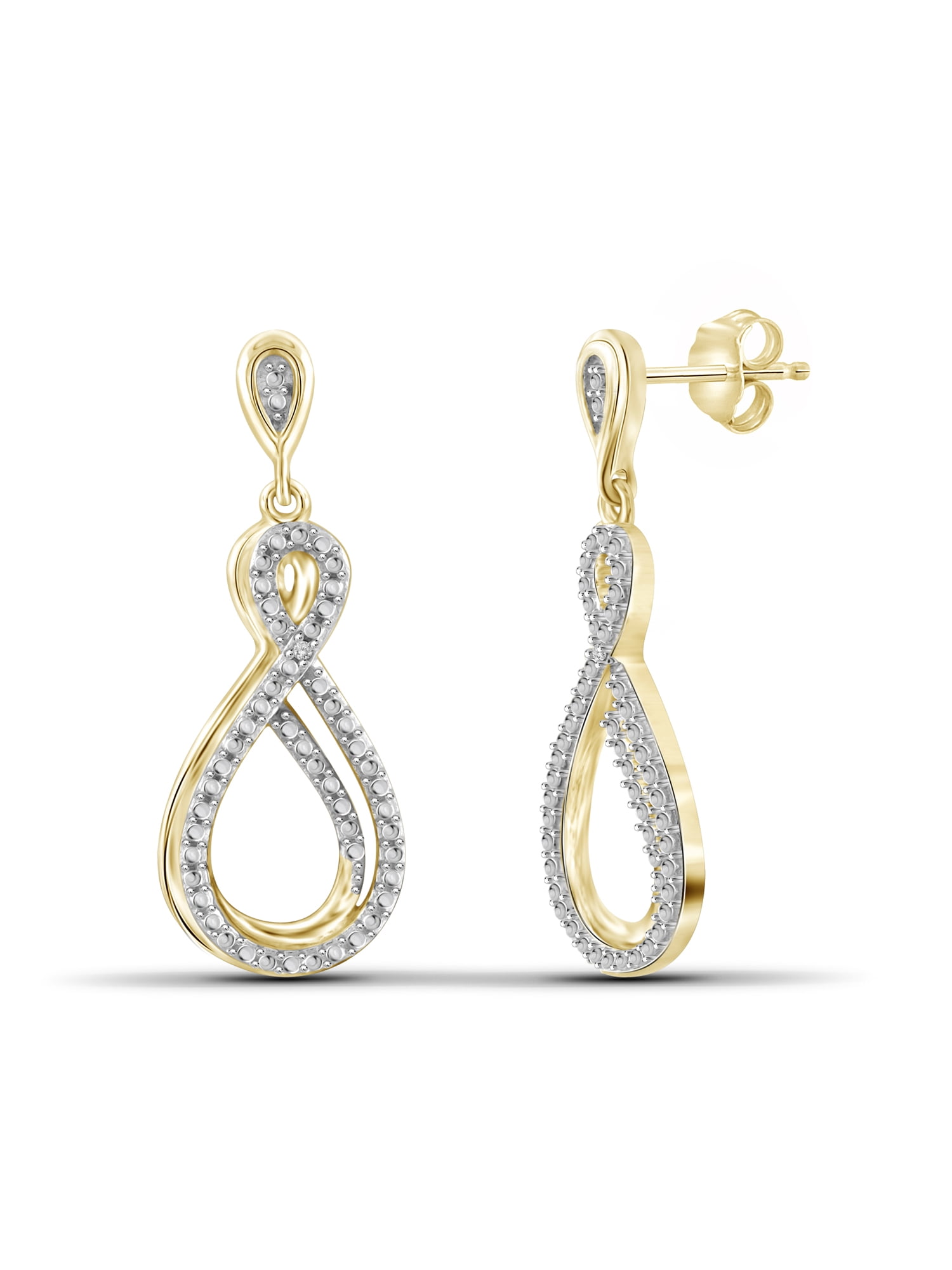 White Diamond Accent 14kt Gold-Plated Dangle Earrings