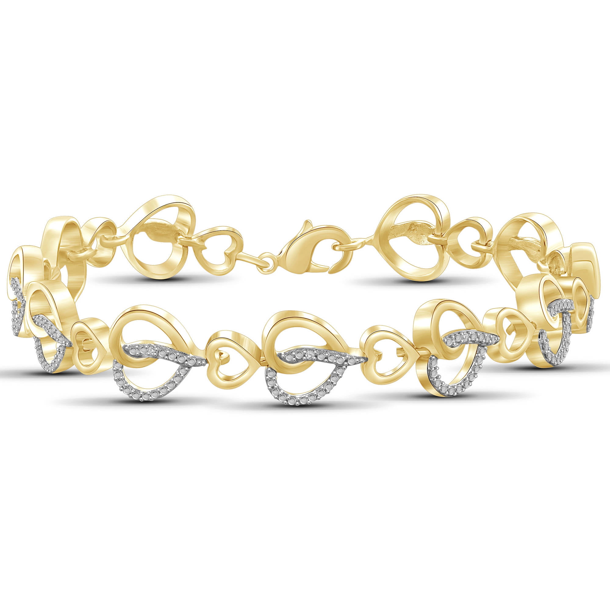 White Diamond Accent 14kt Gold-Plated Heart Bracelet, 8.00