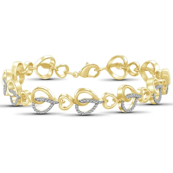 White Diamond Accent 14kt Gold-Plated Heart Bracelet, 8.00