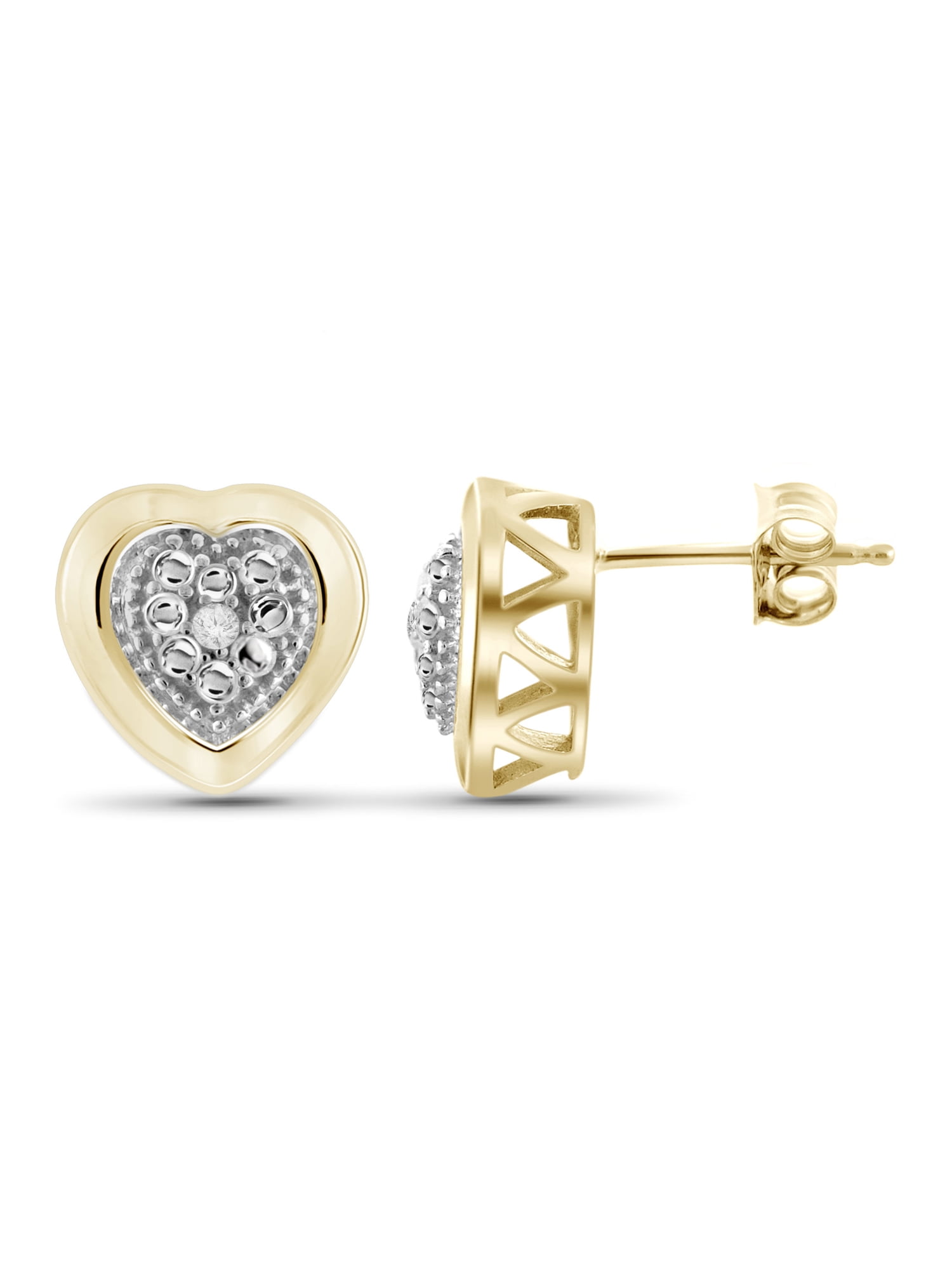 White Diamond Accent 14kt Gold-Plated Heart Stud Earrings