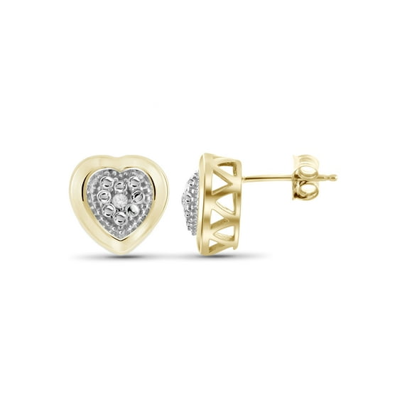 White Diamond Accent 14kt Gold-Plated Heart Stud Earrings