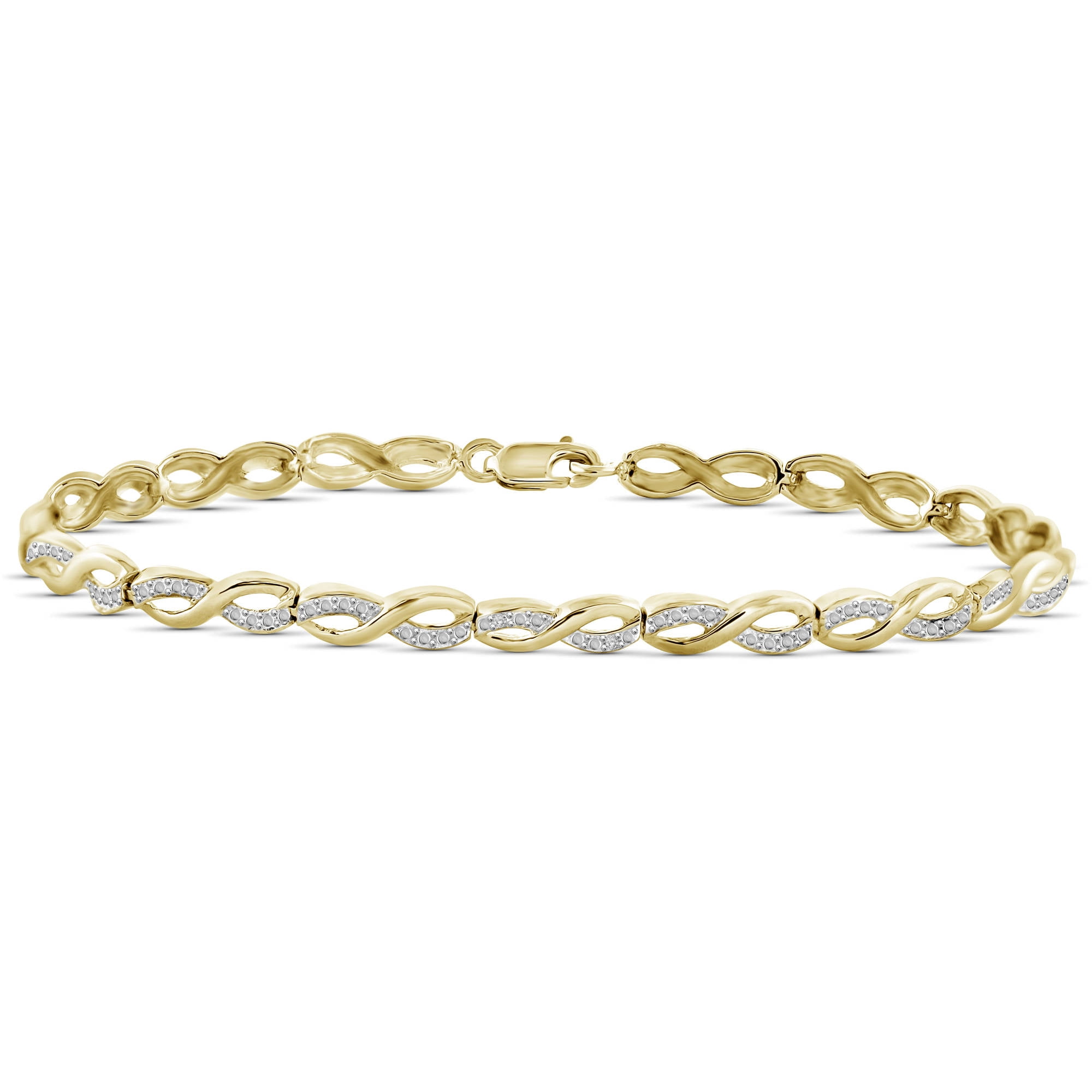 JewelersClub Infinity Bracelet White Diamond Accent 0.10 ct. t.w. 7.25 in, Lobster Claw Clasp in 14kt Gold-Plated