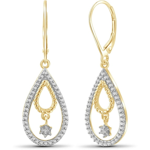 White Diamond Accent 14kt Gold-Plated Pear Dangle Earrings