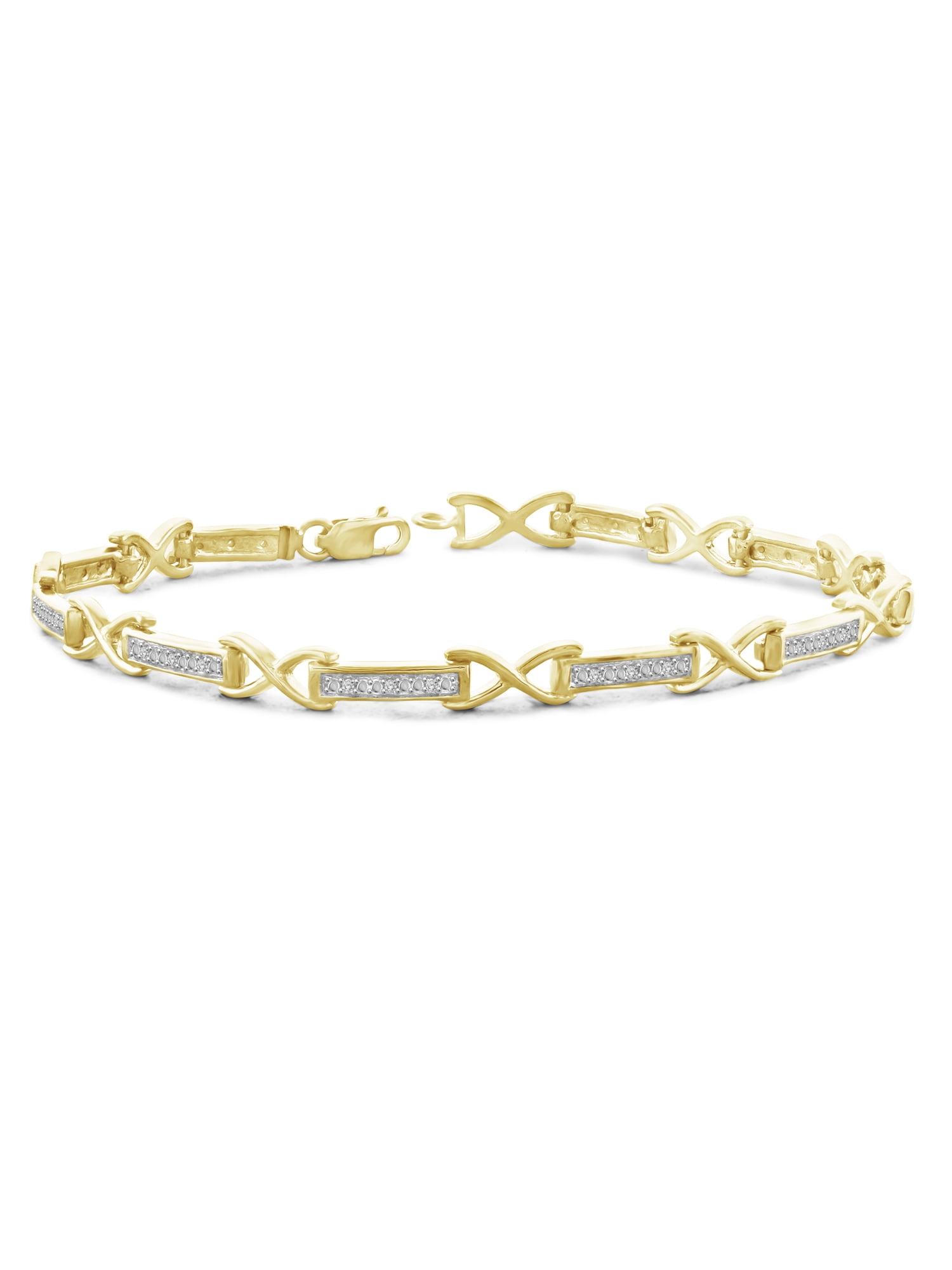White Diamond Accent 14kt Gold over Silver Fashion Bracelet, 7.25