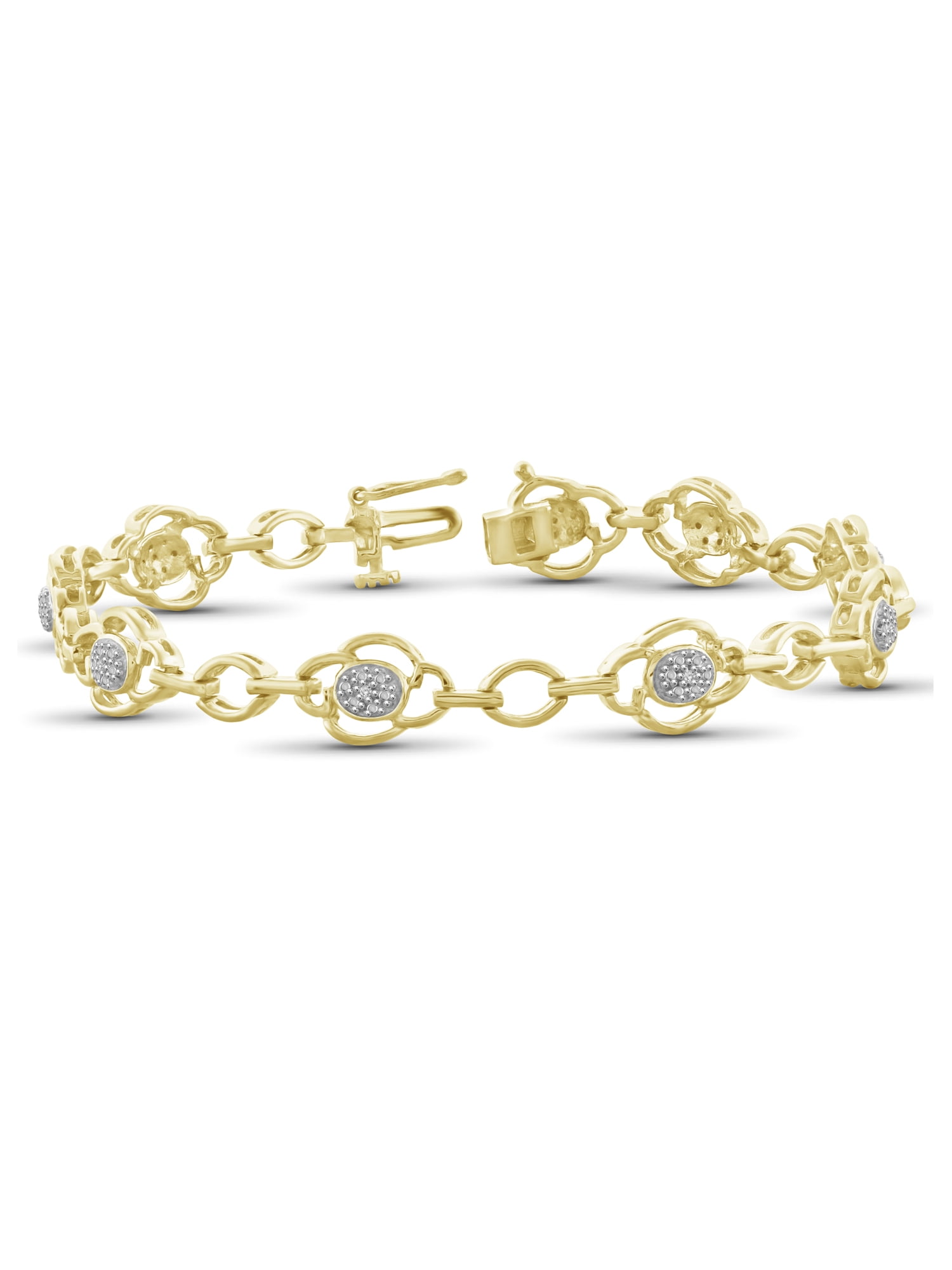 White Diamond Accent 14kt Gold over Silver Fashion Bracelet, 7.25
