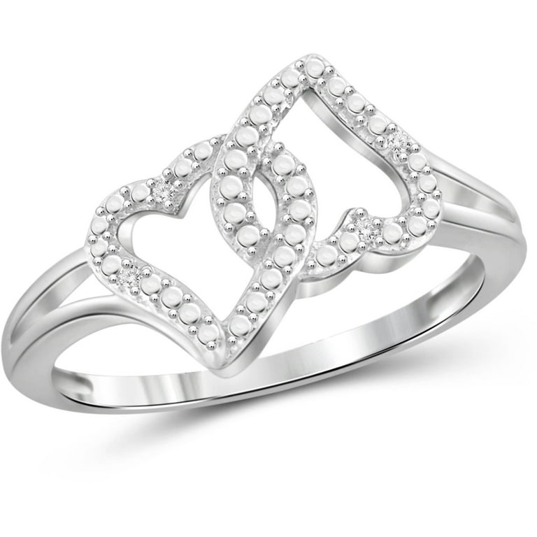 Sterling Silver Double White Diamond Heart Ring Sterling Silver Double White Diamond Heart Ring