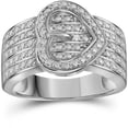 thumbnail image 1 of White Diamond Accent Sterling Silver Heart Buckle Ring, 1 of 1
