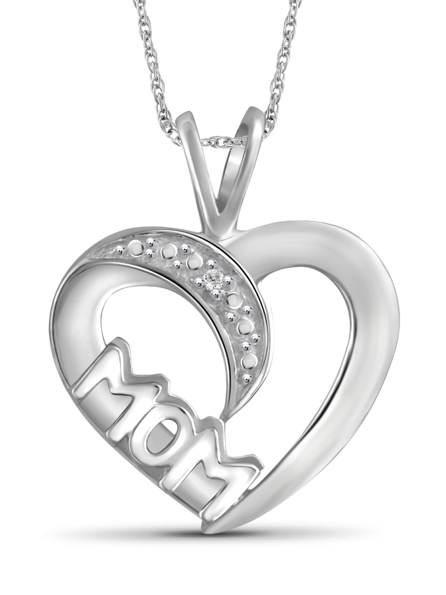 White Diamond Accent Sterling Silver Mother Heart Pendant - image 1 of 5