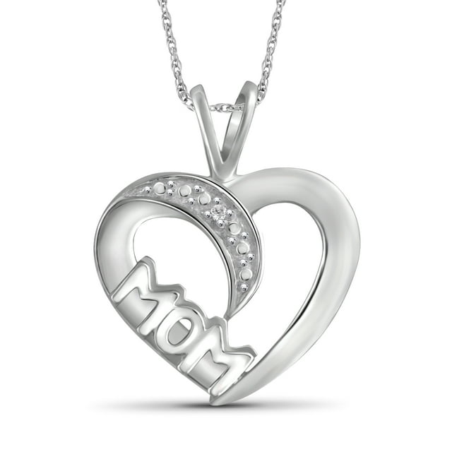 White Diamond Accent Sterling Silver Mother Heart Pendant
