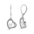 thumbnail image 1 of White Diamond Accent Sterling Silver Mother and Child Heart Dangling Earrings, 1 of 3