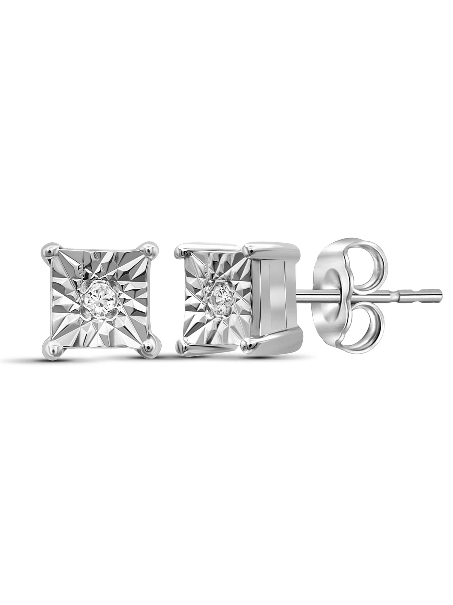 White Diamond Accent Sterling Silver Stud Earrings