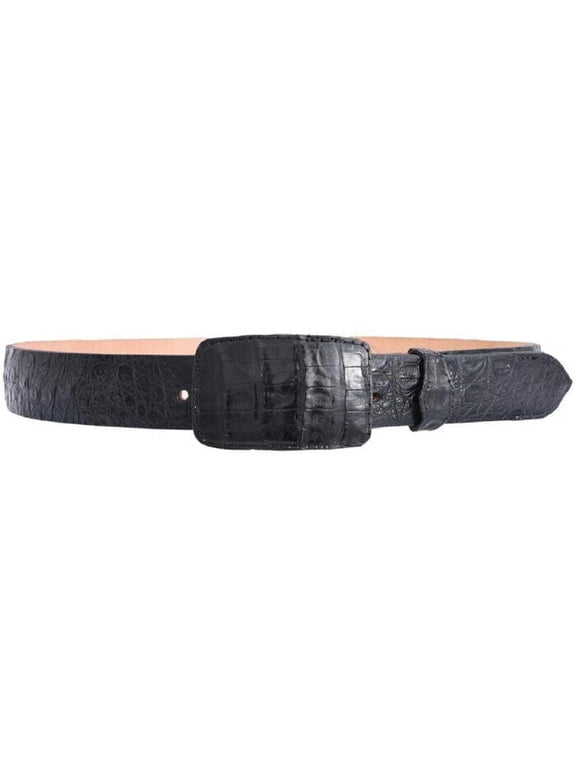 White Diamond Caiman Crocodile Belt Black Leather Lining Genuine Handmade 1 1/2” Removable Buckle
