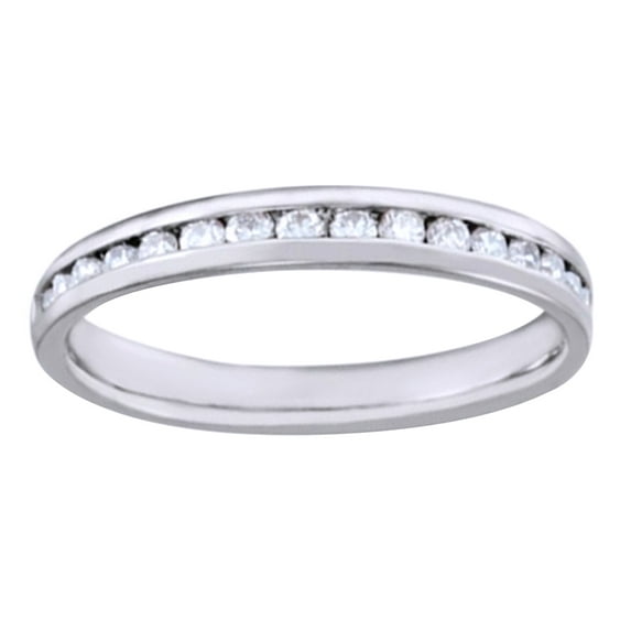 AFFY White Diamond Channel Set Engagement Wedding Band Ring In 14K White Gold (0.33 Cttw)