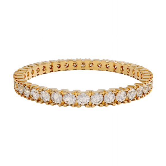 White Diamond Full Eternity Ring- Dainty Stackable Ring in 14K Yellow Gold Vermeil- Minimalist Ring