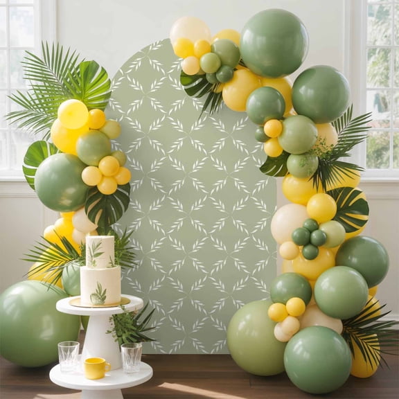 White Diamond Lattice Arch Backdrop Cover, 5FT, Green Retro Plaid Texture Spandex Arch Covers Double-Sided Backdrop for Wedding Birthday Party Photo Background Decoration