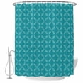 thumbnail image 1 of White Diamond Lattice Bathroom Shower Curtains with Hooks, Teal Retro Plaid Texture Waterproof Fabric Washable Shower Curtain for Home Hotel Bathtub Decor 72x72 Inch, 1 of 9