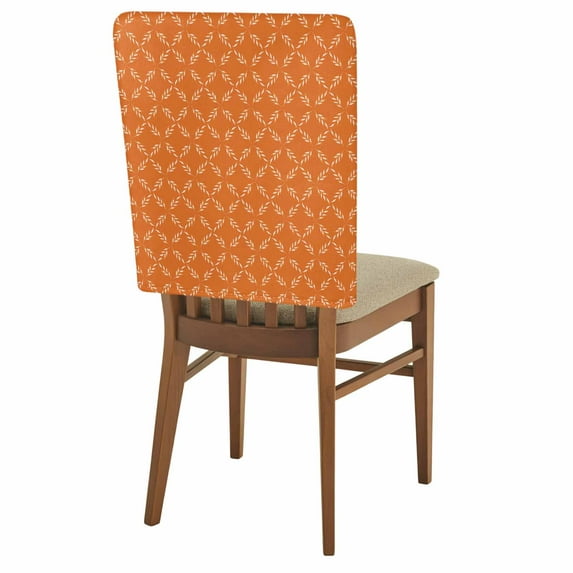 White Diamond Lattice Chair Back Covers Set of 8, Orange Blue Retro Plaid Texture Stretch Dining Chair Back Slipcovers Removable Seat Cover for Kitchen Restaurant Hotel Cafe