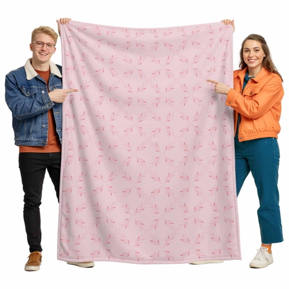 White Diamond Lattice Flannel Blanket for Bed,Travel and Camping, Pink Floral Retro Plaid Texture Super Soft Cozy Blanket for All Seasons 30"x40"