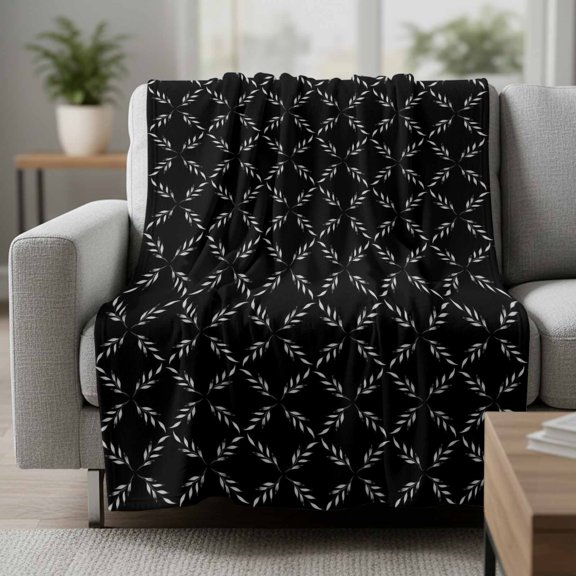 White Diamond Lattice Fleece Throw Blanket Lightweight Black Retro Plaid Texture Fuzzy Flannel Throws Super Soft Cozy Flannel Blanket for Couch, Sofa, Bed, Travel 60"x80"