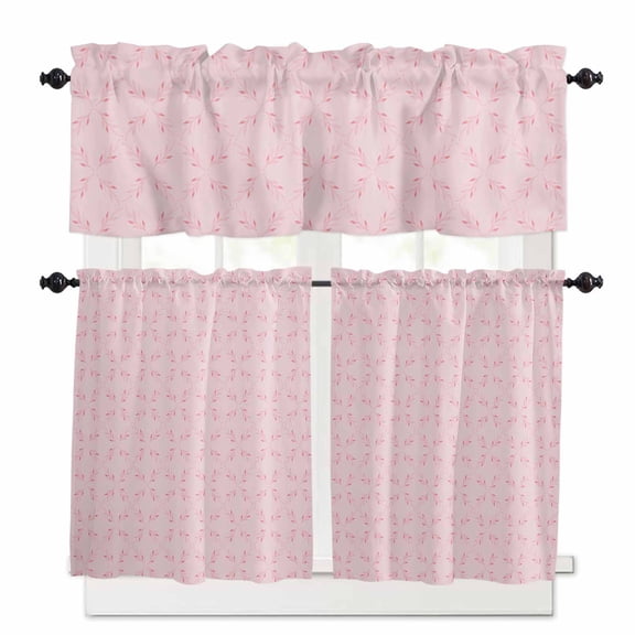 White Diamond Lattice Kitchen Curtains Valances and Tiers Set of 3, 24 Inch Length Tier Curtains and Valance Rod Pocket Valance Curtains Set for Kitchen Bathroom Small Windows
