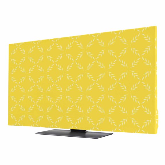 White Diamond Lattice TV Dust Cover 24 Inch, Yellow Retro Plaid Texture Computer Monitor Cover Dustproof Stretchable Indoor TV Screen Protector for LED LCD Universal Monitors