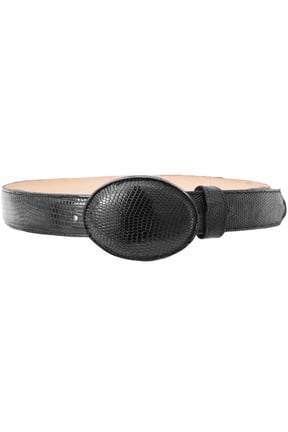 White Diamond Lizard Belt Black Leather Lining Genuine Handmade 1 1/2" Wide Removable Buckle